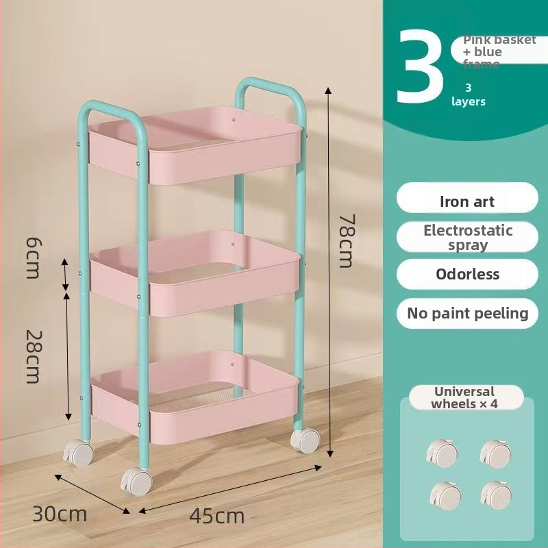 Стойка за съхранение на колички Кухня Баня Баня Спалня Закуски Бебе Хол Мобилен подов многослоен стелаж за съхранение