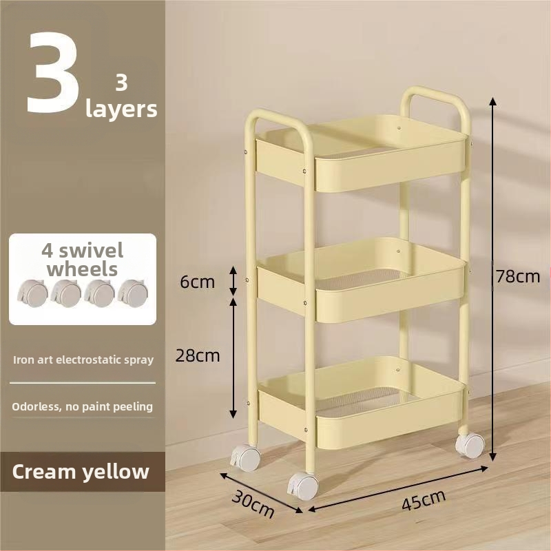 Стойка за съхранение на колички Кухня Баня Баня Спалня Закуски Бебе Хол Мобилен подов многослоен стелаж за съхранение