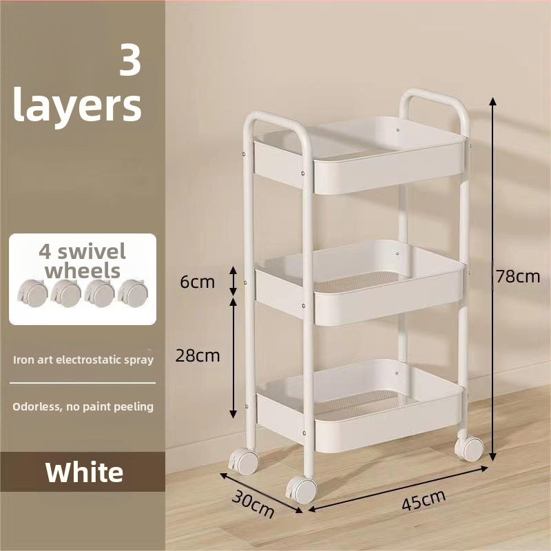 Стойка за съхранение на колички Кухня Баня Баня Спалня Закуски Бебе Хол Мобилен подов многослоен стелаж за съхранение