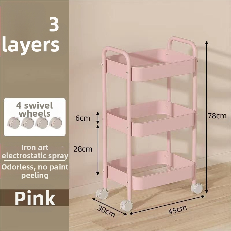 Стойка за съхранение на колички Кухня Баня Баня Спалня Закуски Бебе Хол Мобилен подов многослоен стелаж за съхранение