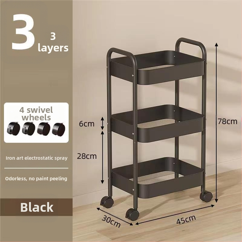 Стойка за съхранение на колички Кухня Баня Баня Спалня Закуски Бебе Хол Мобилен подов многослоен стелаж за съхранение