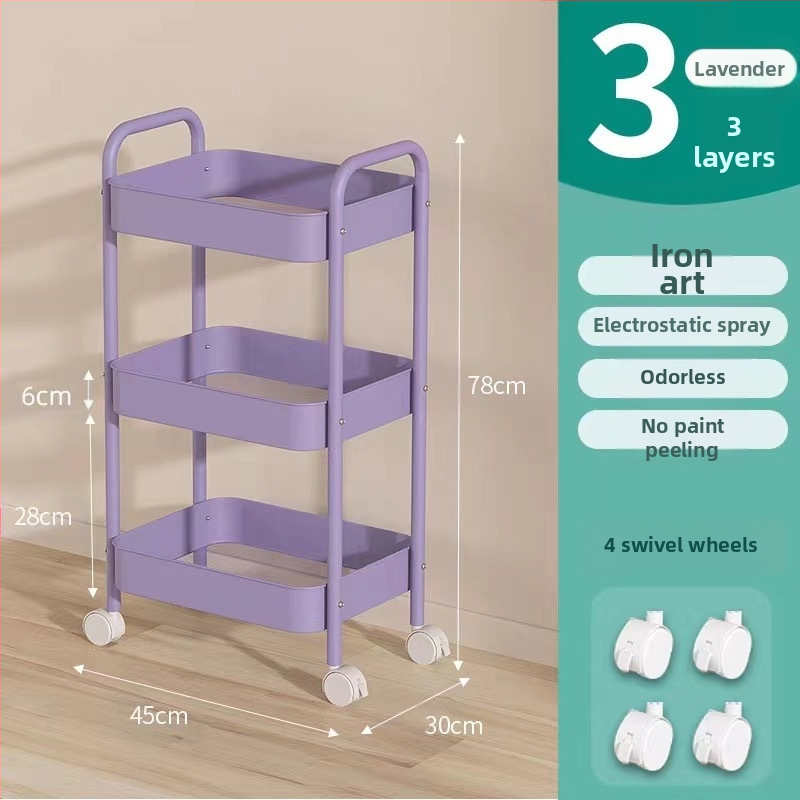 Стойка за съхранение на колички Кухня Баня Баня Спалня Закуски Бебе Хол Мобилен подов многослоен стелаж за съхранение