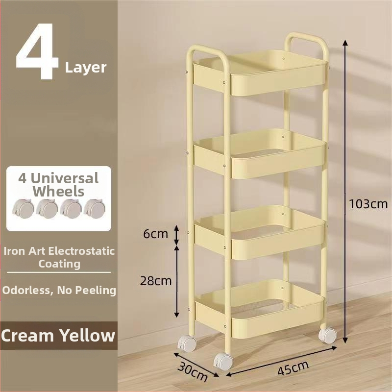 Стойка за съхранение на колички Кухня Баня Баня Спалня Закуски Бебе Хол Мобилен подов многослоен стелаж за съхранение