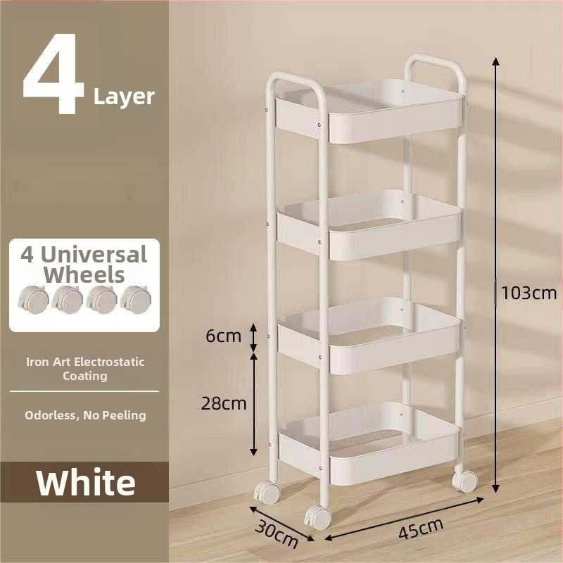 Стойка за съхранение на колички Кухня Баня Баня Спалня Закуски Бебе Хол Мобилен подов многослоен стелаж за съхранение