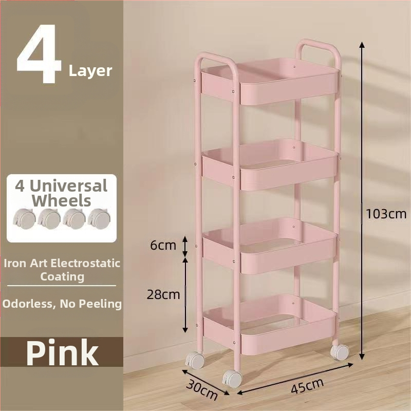Стойка за съхранение на колички Кухня Баня Баня Спалня Закуски Бебе Хол Мобилен подов многослоен стелаж за съхранение