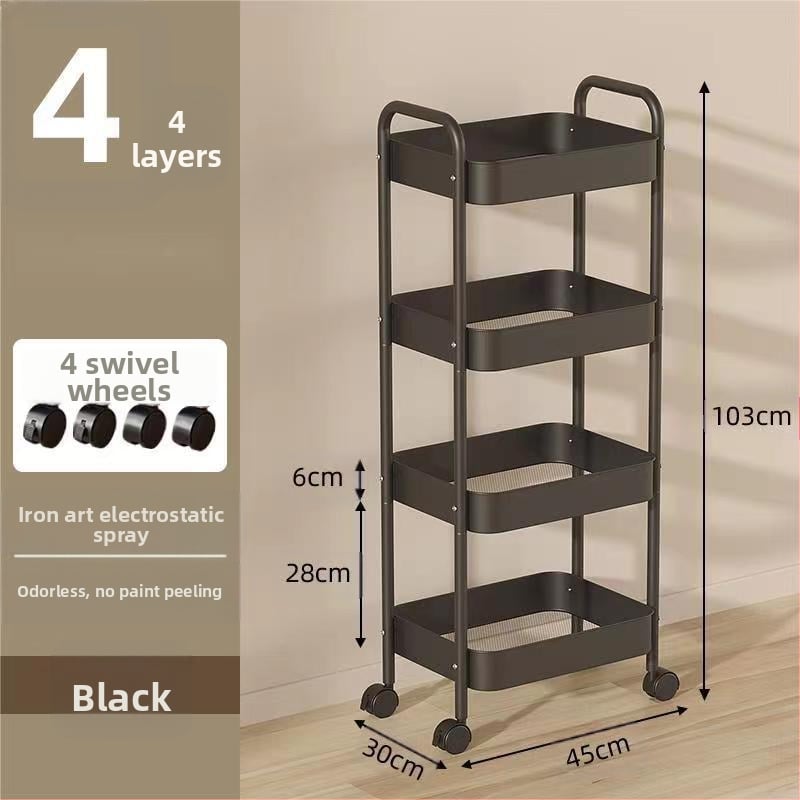Стойка за съхранение на колички Кухня Баня Баня Спалня Закуски Бебе Хол Мобилен подов многослоен стелаж за съхранение