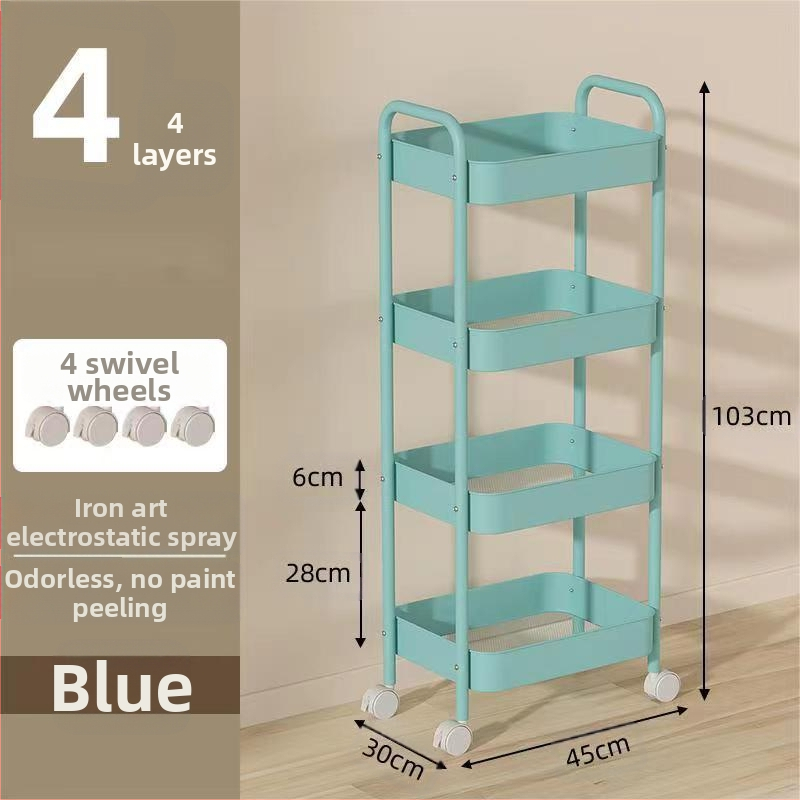 Стойка за съхранение на колички Кухня Баня Баня Спалня Закуски Бебе Хол Мобилен подов многослоен стелаж за съхранение