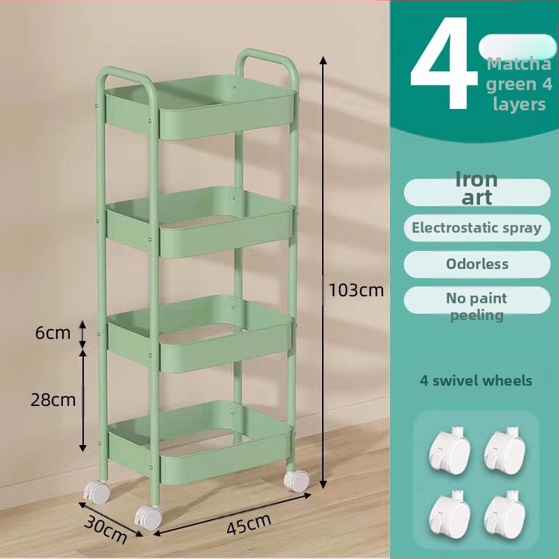 Стойка за съхранение на колички Кухня Баня Баня Спалня Закуски Бебе Хол Мобилен подов многослоен стелаж за съхранение
