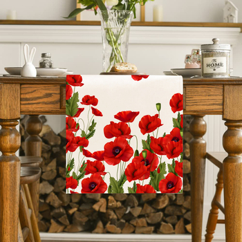 Червени оранжеви макове Пътека за маса Кухня Кетъринг Семейно парти Сватба Декоративна покривка за маса