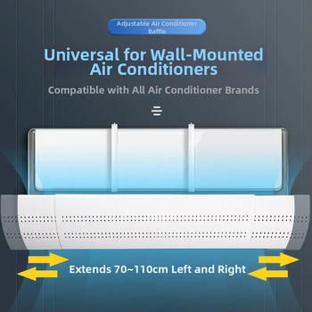 B tipo padidinto dydžio oro kondicionierius, priekinis stiklas su apsauga nuo tiesioginio oro išleidimo angos, prie sienos tvirtinamas oro kondicionierius, vėjo deflektorius, ištempiamas tipas