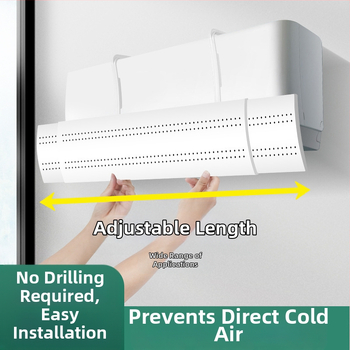 B tipo padidinto dydžio oro kondicionierius, priekinis stiklas su apsauga nuo tiesioginio oro išleidimo angos, prie sienos tvirtinamas oro kondicionierius, vėjo deflektorius, ištempiamas tipas