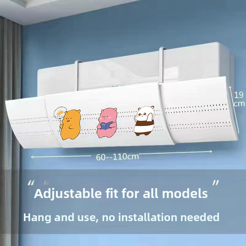 B tipo padidinto dydžio oro kondicionierius, priekinis stiklas su apsauga nuo tiesioginio oro išleidimo angos, prie sienos tvirtinamas oro kondicionierius, vėjo deflektorius, ištempiamas tipas