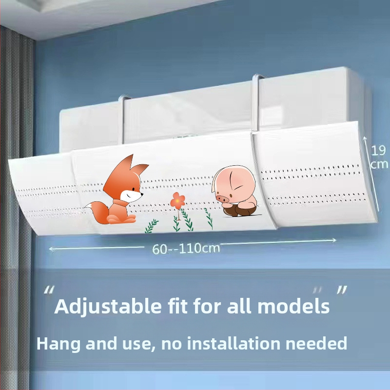 B tipo padidinto dydžio oro kondicionierius, priekinis stiklas su apsauga nuo tiesioginio oro išleidimo angos, prie sienos tvirtinamas oro kondicionierius, vėjo deflektorius, ištempiamas tipas