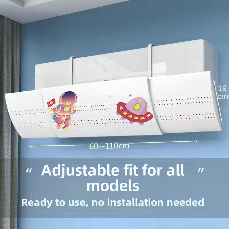 B tipo padidinto dydžio oro kondicionierius, priekinis stiklas su apsauga nuo tiesioginio oro išleidimo angos, prie sienos tvirtinamas oro kondicionierius, vėjo deflektorius, ištempiamas tipas