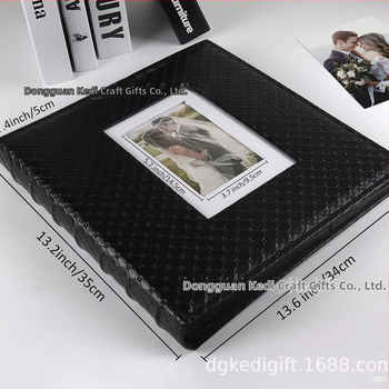 Черна имитация на кожа, калъф за картички с мотив на прозореца, албум с голям капацитет A5