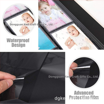 Черна имитация на кожа, калъф за картички с мотив на прозореца, албум с голям капацитет A5