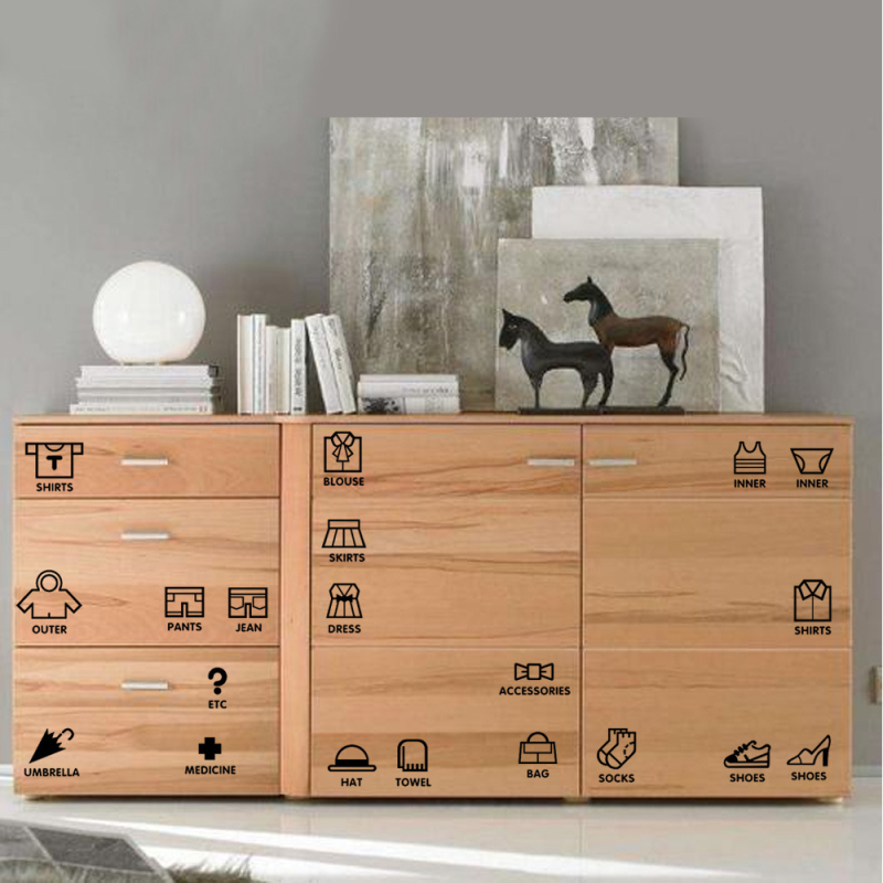 Angliški sienų lipdukai kūdikio kambariui miegamajam, daiktų laikymo klasifikacija, 20 drabužių rinkinys, logotipas, klasifikacija T1227, nuimamas