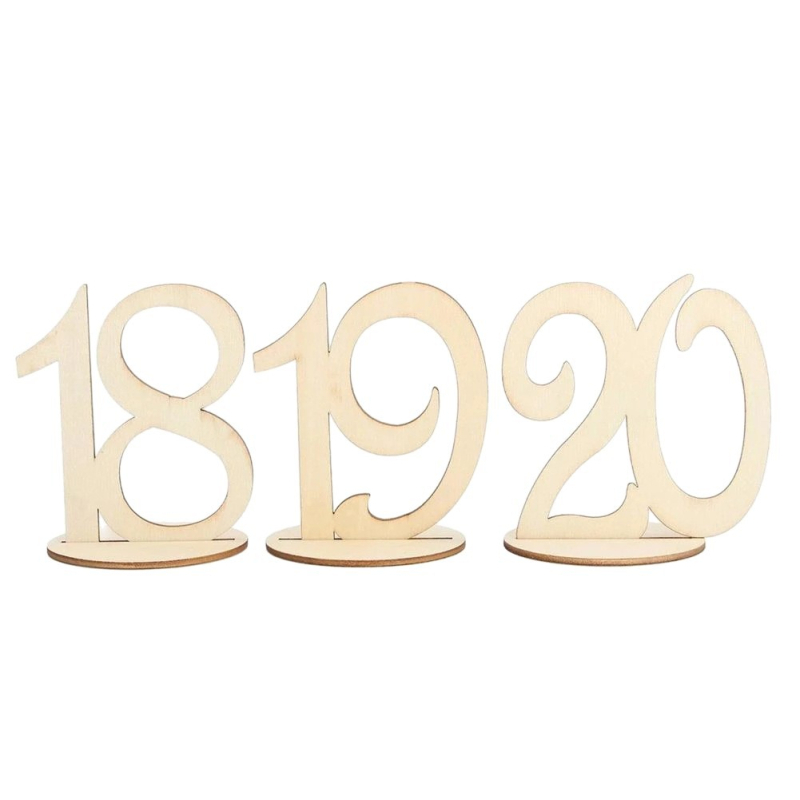 Medinis stalas Nr. 1-20 kūrybinga skaitmeninė sėdynės kortelė su pagrindu, vestuvių amatų vakarėlio dekoravimui, mažiems ornamentams