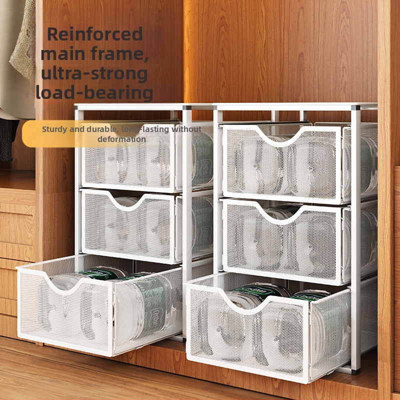 Кутия за съхранение на гардероб, фиксираща кутия, чекмедже с издърпване и издърпване, гардероб за дрехи, многослойни дрехи, дърпане, четирислоен артефакт за използване на пространството
