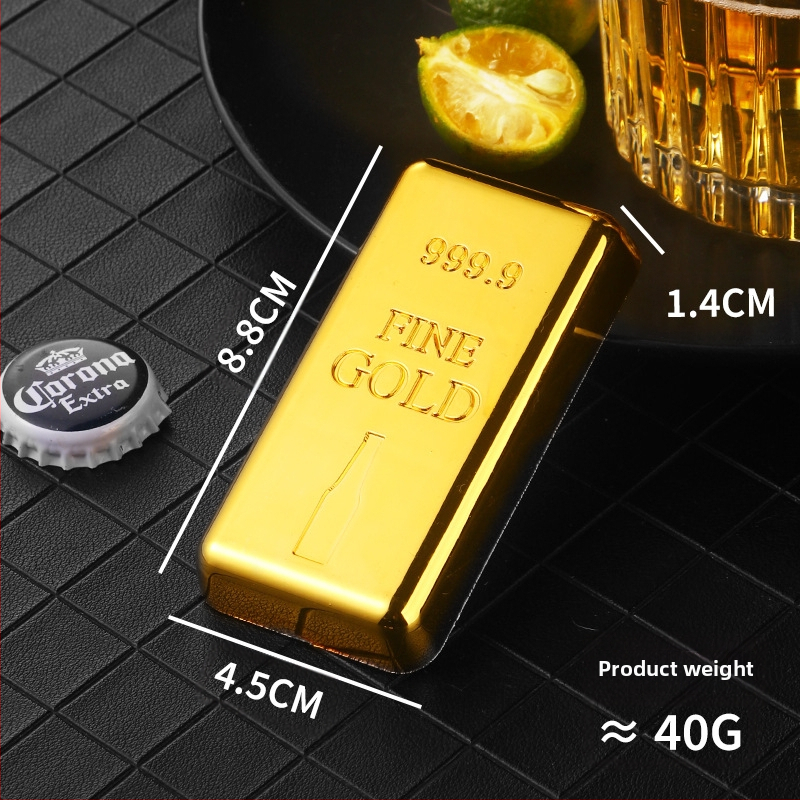 Domácnosť ABS nehrdzavejúca oceľ simulácia zlatá tehla zlatá tehla otvárač na pivo magnet dekorácia nálepka na chladničku kuchynský štartér na víno