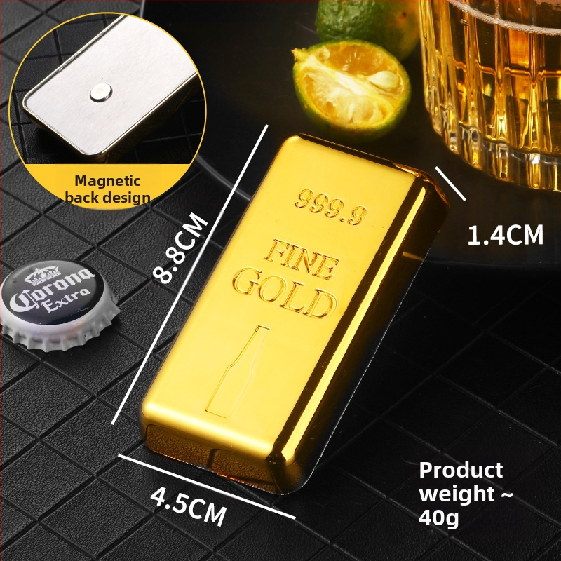 Domácnosť ABS nehrdzavejúca oceľ simulácia zlatá tehla zlatá tehla otvárač na pivo magnet dekorácia nálepka na chladničku kuchynský štartér na víno