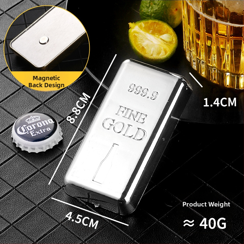 Domácnosť ABS nehrdzavejúca oceľ simulácia zlatá tehla zlatá tehla otvárač na pivo magnet dekorácia nálepka na chladničku kuchynský štartér na víno