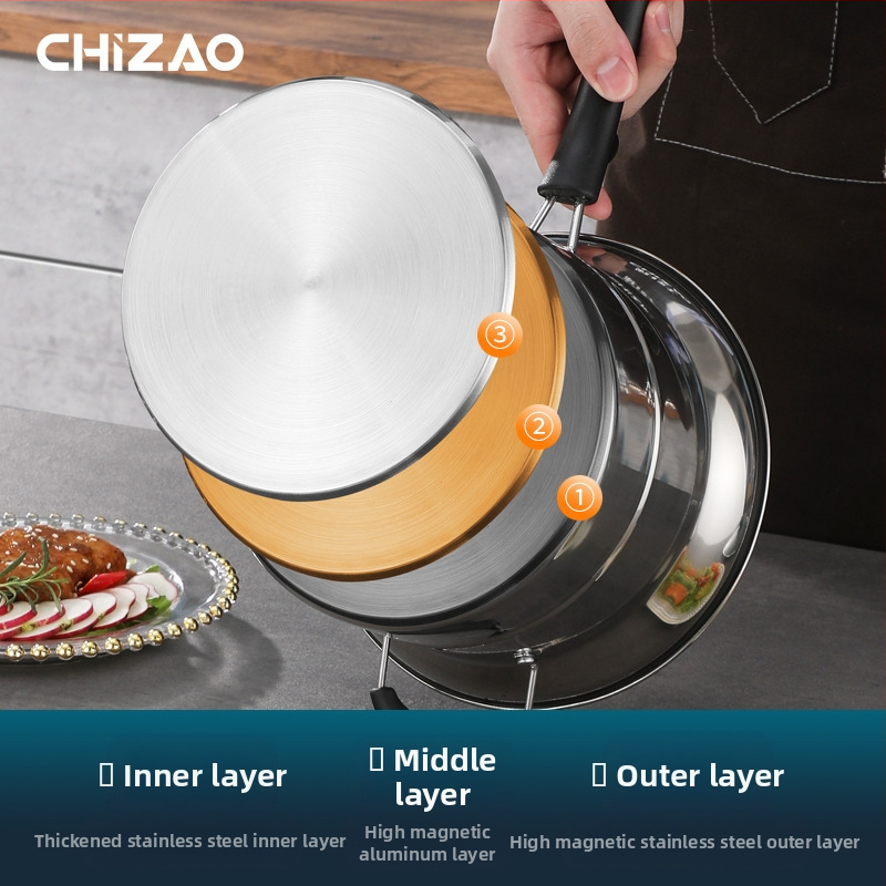 Amazon Трансграничен фритюрник от неръждаема стомана, домакински многофункционален съд за супа, пара и варене, тенджера за юфка, подарък на едро