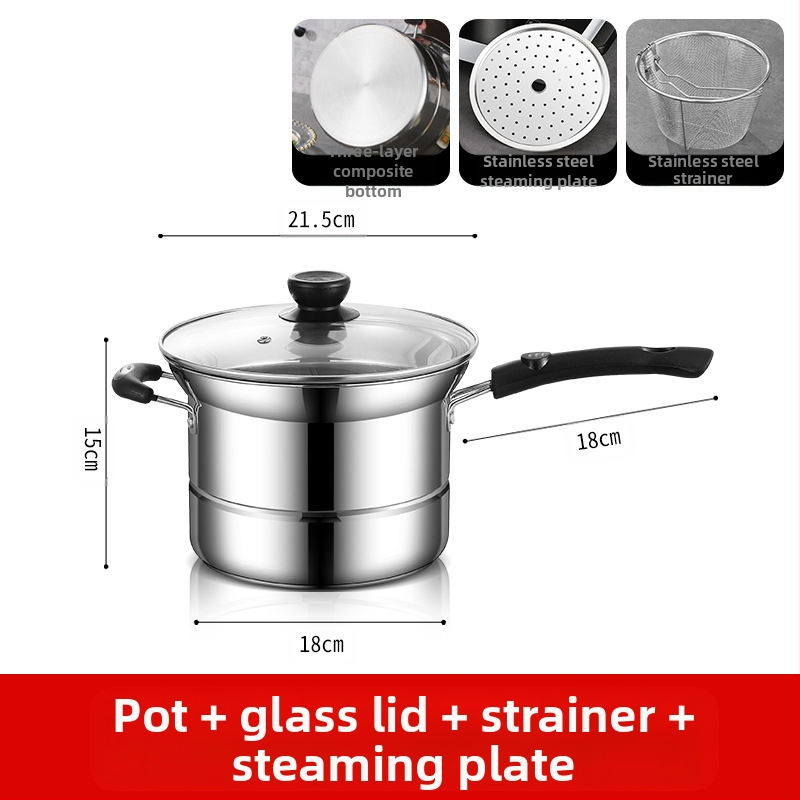 Amazoni piiriülene roostevabast terasest fritüür, majapidamises kasutatav multifunktsionaalne supipott, aurutamis- ja keetmisnuudlipott, kingituste hulgimüük