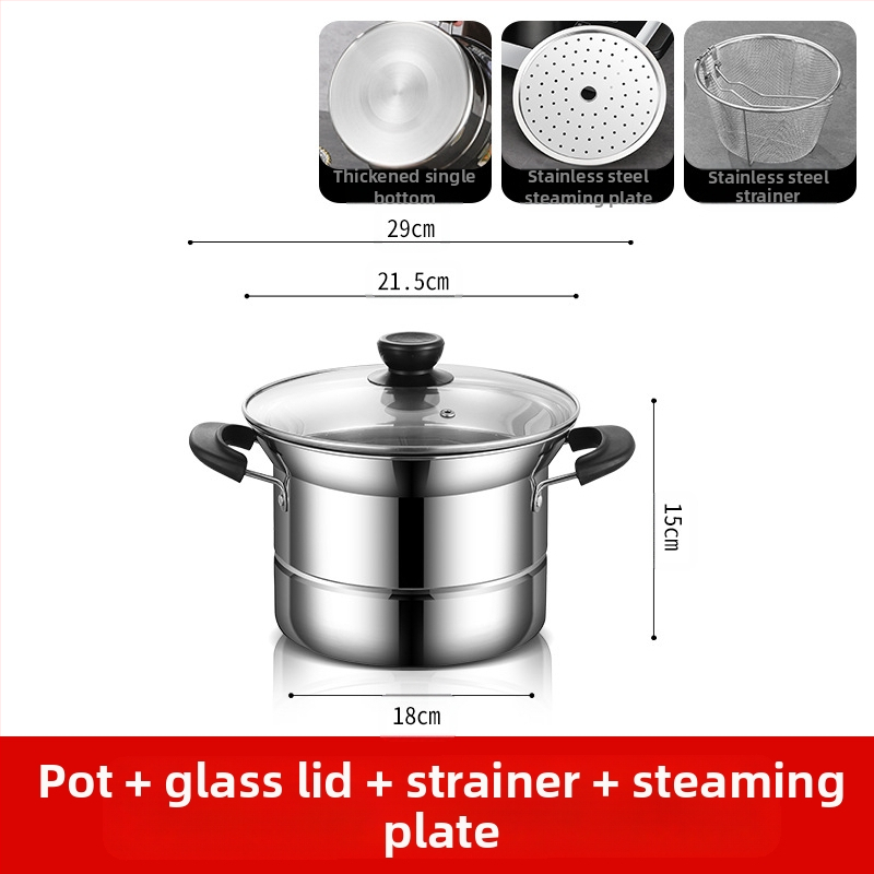 Amazoni piiriülene roostevabast terasest fritüür, majapidamises kasutatav multifunktsionaalne supipott, aurutamis- ja keetmisnuudlipott, kingituste hulgimüük