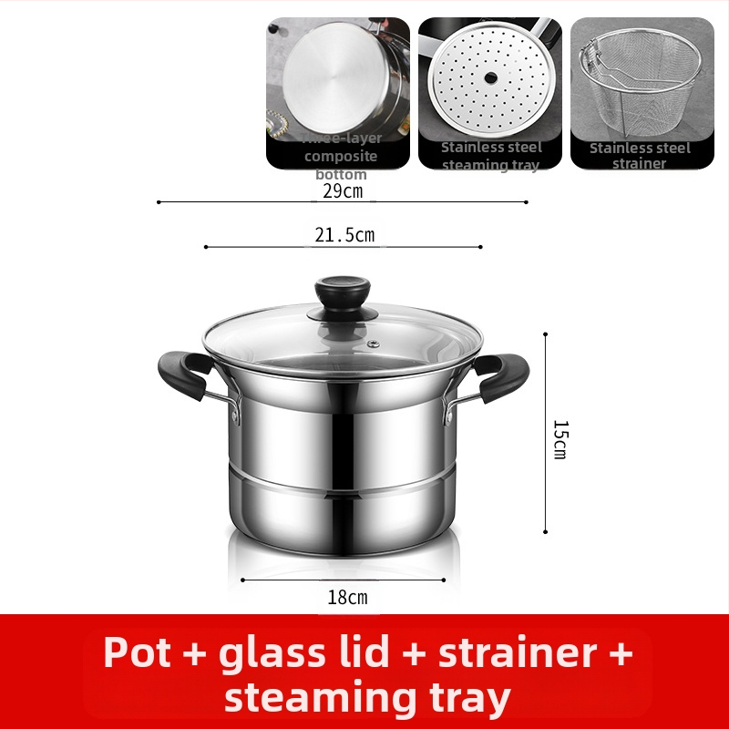 Amazoni piiriülene roostevabast terasest fritüür, majapidamises kasutatav multifunktsionaalne supipott, aurutamis- ja keetmisnuudlipott, kingituste hulgimüük