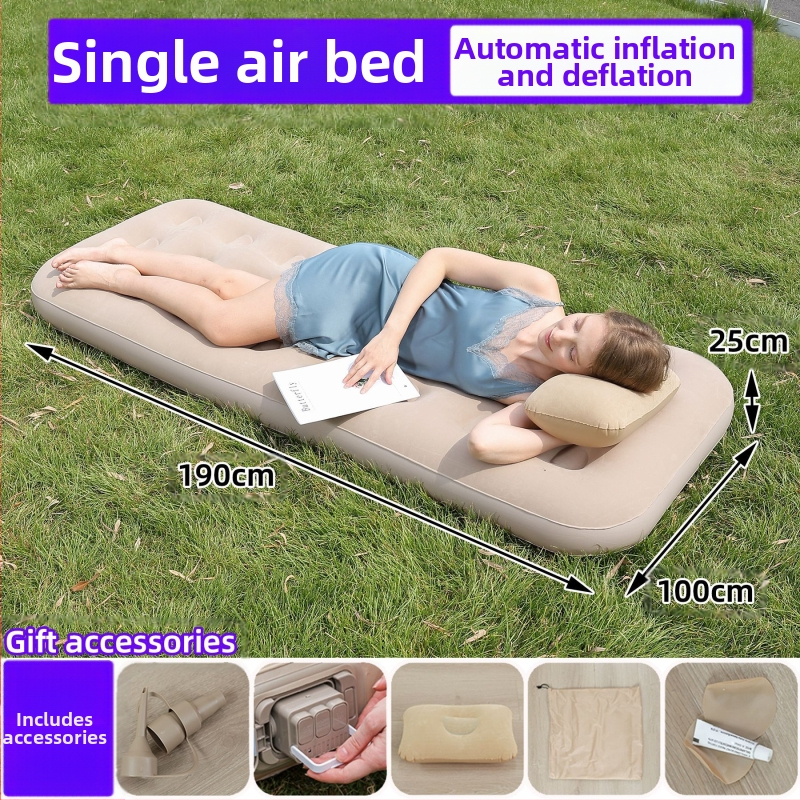 Naujas tarpvalstybinis lauko pripučiamas čiužinys, flokuojantis PVC pripučiamas čiužinys, įmontuotas siurblys, vienvietis ir dvivietis automatinis pripučiamas čiužinys