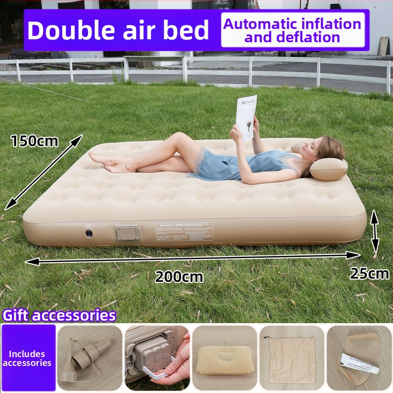 Naujas tarpvalstybinis lauko pripučiamas čiužinys, flokuojantis PVC pripučiamas čiužinys, įmontuotas siurblys, vienvietis ir dvivietis automatinis pripučiamas čiužinys