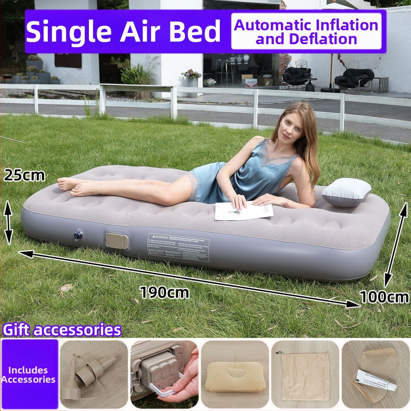 Naujas tarpvalstybinis lauko pripučiamas čiužinys, flokuojantis PVC pripučiamas čiužinys, įmontuotas siurblys, vienvietis ir dvivietis automatinis pripučiamas čiužinys