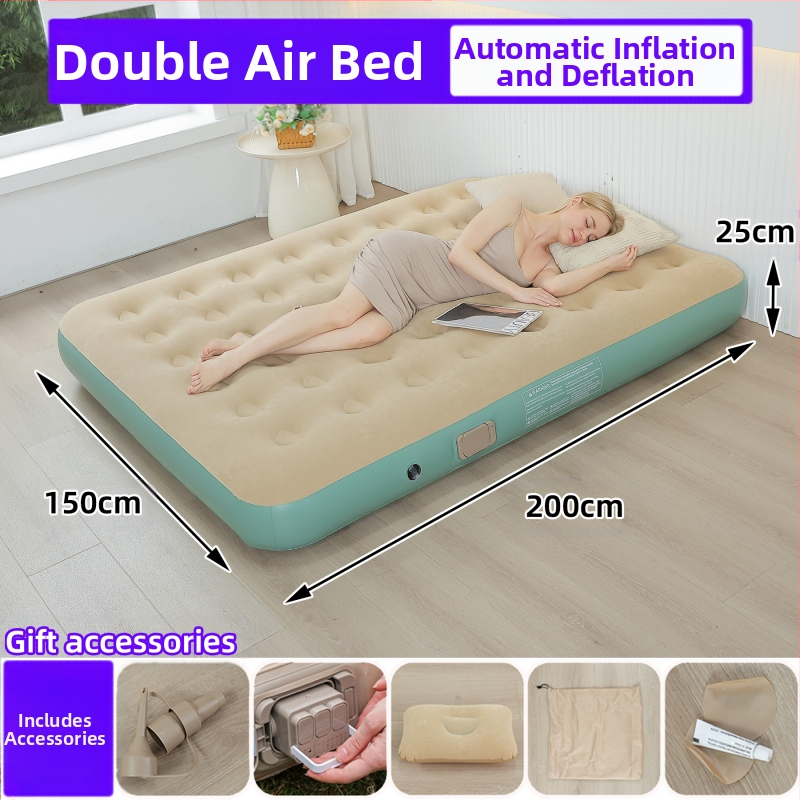 Naujas tarpvalstybinis lauko pripučiamas čiužinys, flokuojantis PVC pripučiamas čiužinys, įmontuotas siurblys, vienvietis ir dvivietis automatinis pripučiamas čiužinys