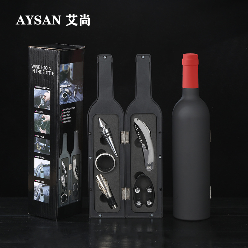 Ανοιχτήρι μπουκαλιών κρασιού, σετ ανοιχτηριών μπουκαλιών κρασιού, σε σχήμα ποτηριού κρασιού, σετ πέντε τεμαχίων