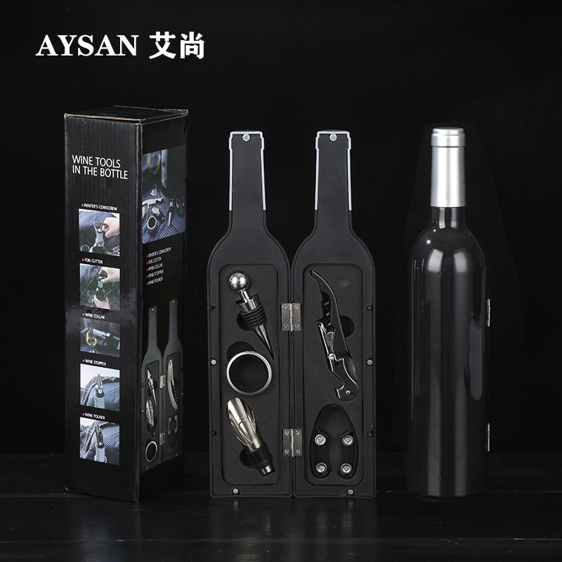 Ανοιχτήρι μπουκαλιών κρασιού, σετ ανοιχτηριών μπουκαλιών κρασιού, σε σχήμα ποτηριού κρασιού, σετ πέντε τεμαχίων