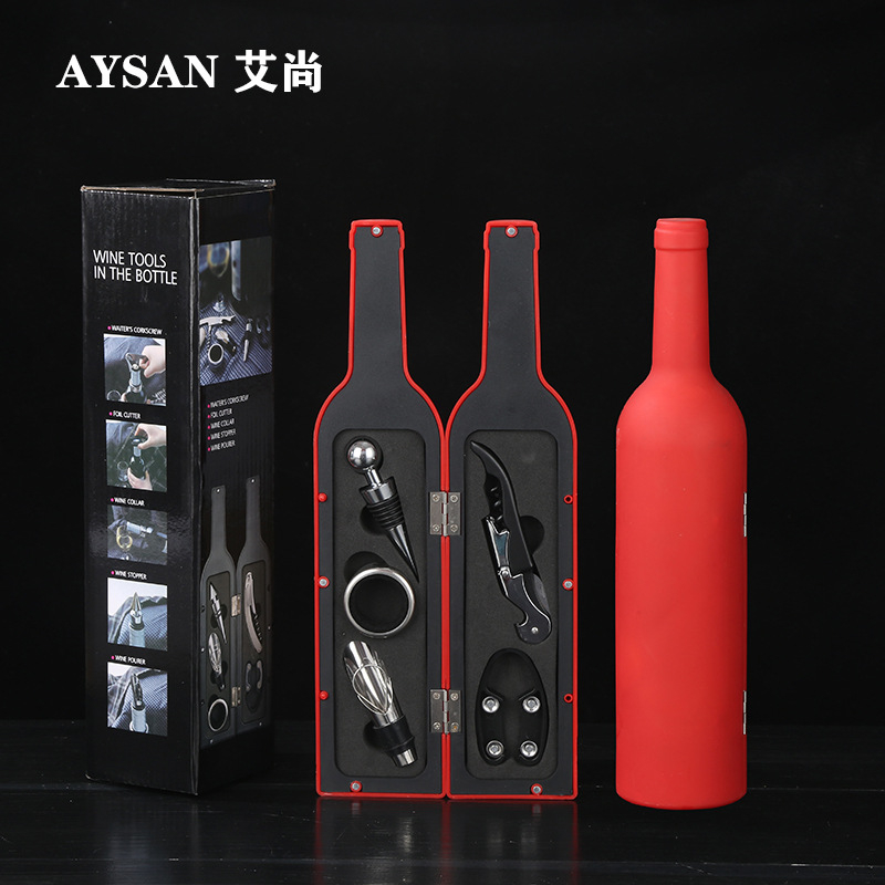 Ανοιχτήρι μπουκαλιών κρασιού, σετ ανοιχτηριών μπουκαλιών κρασιού, σε σχήμα ποτηριού κρασιού, σετ πέντε τεμαχίων