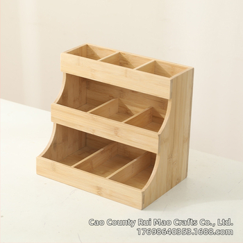 Stalak za pohranu šalica čaja s tri sloja, kućanski stolni stalak od bambusa, višeslojni stalak za pohranu, vertikalna kutija za pohranu, stalak za čaj