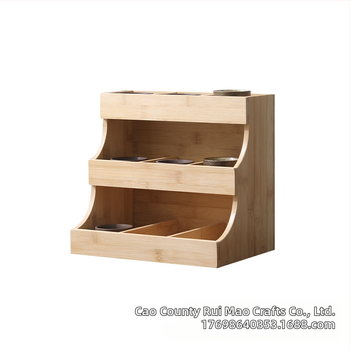 Stalak za pohranu šalica čaja s tri sloja, kućanski stolni stalak od bambusa, višeslojni stalak za pohranu, vertikalna kutija za pohranu, stalak za čaj