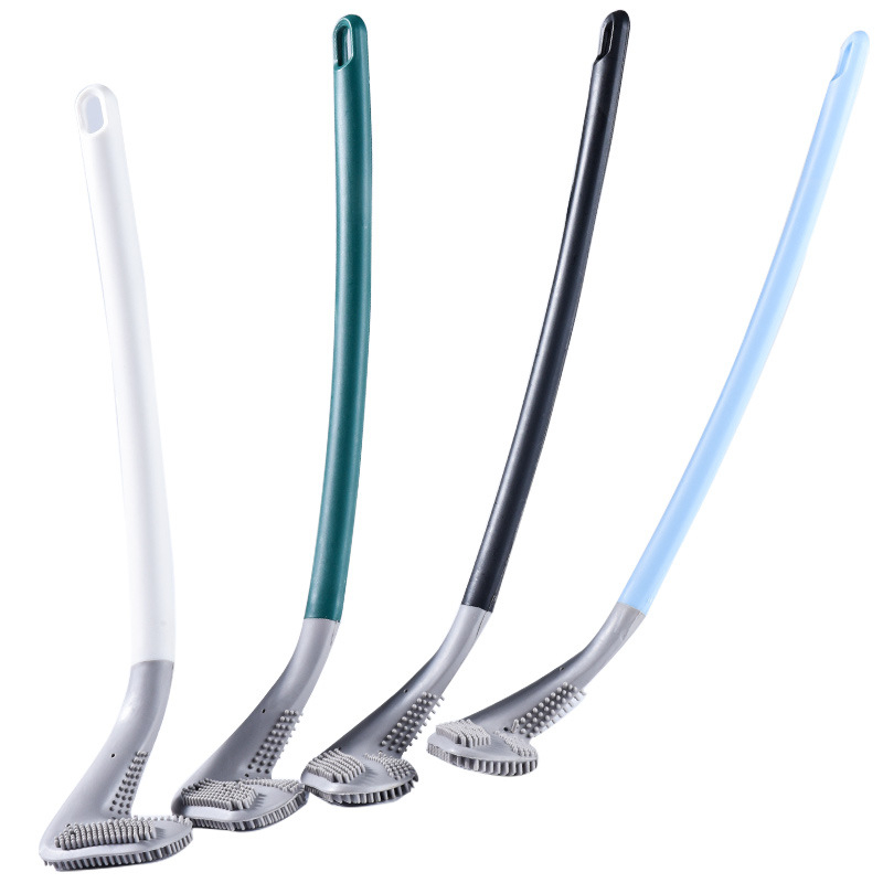 Buitinis negyvo kampo tualeto savaiminio valymo silikoninis ilgos rankenos šepetys, montuojamas ant sienos, golfo tualeto šepetys