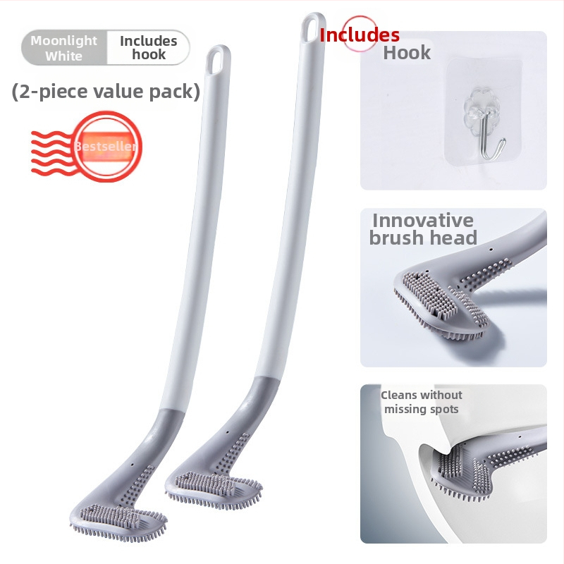 Buitinis negyvo kampo tualeto savaiminio valymo silikoninis ilgos rankenos šepetys, montuojamas ant sienos, golfo tualeto šepetys