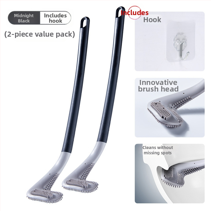 Buitinis negyvo kampo tualeto savaiminio valymo silikoninis ilgos rankenos šepetys, montuojamas ant sienos, golfo tualeto šepetys