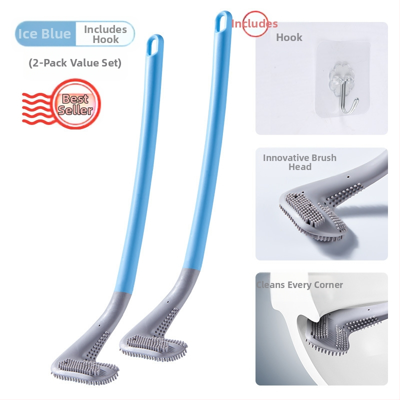 Buitinis negyvo kampo tualeto savaiminio valymo silikoninis ilgos rankenos šepetys, montuojamas ant sienos, golfo tualeto šepetys