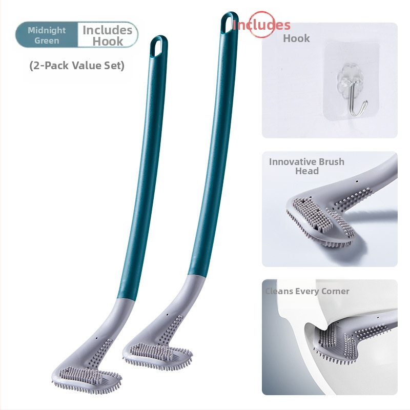 Buitinis negyvo kampo tualeto savaiminio valymo silikoninis ilgos rankenos šepetys, montuojamas ant sienos, golfo tualeto šepetys