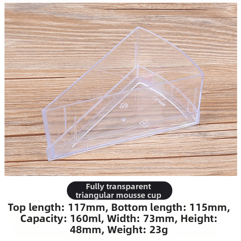 Vienkartinis trikampis sutirštintas putėsių puodelis PS kieto plastiko pudingo želė ledų deserto torto dėžutė