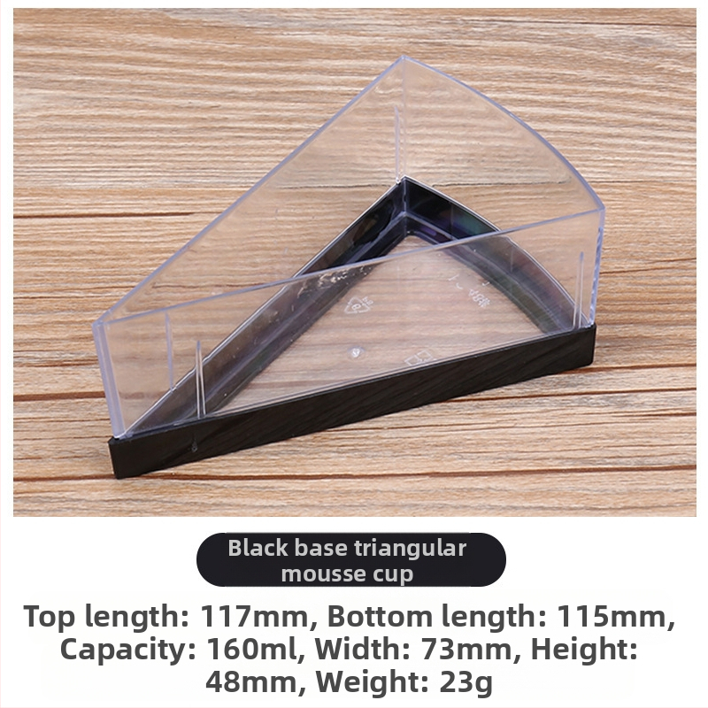 Vienkartinis trikampis sutirštintas putėsių puodelis PS kieto plastiko pudingo želė ledų deserto torto dėžutė