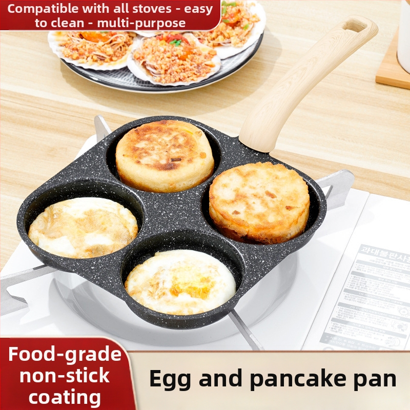 Чугунен съд за пържене на яйца с четири отвора, артефакт за изработка на слоести кнедли, задълбочена машина за хамбургери с яйца, форма за домакински незалепващ съд