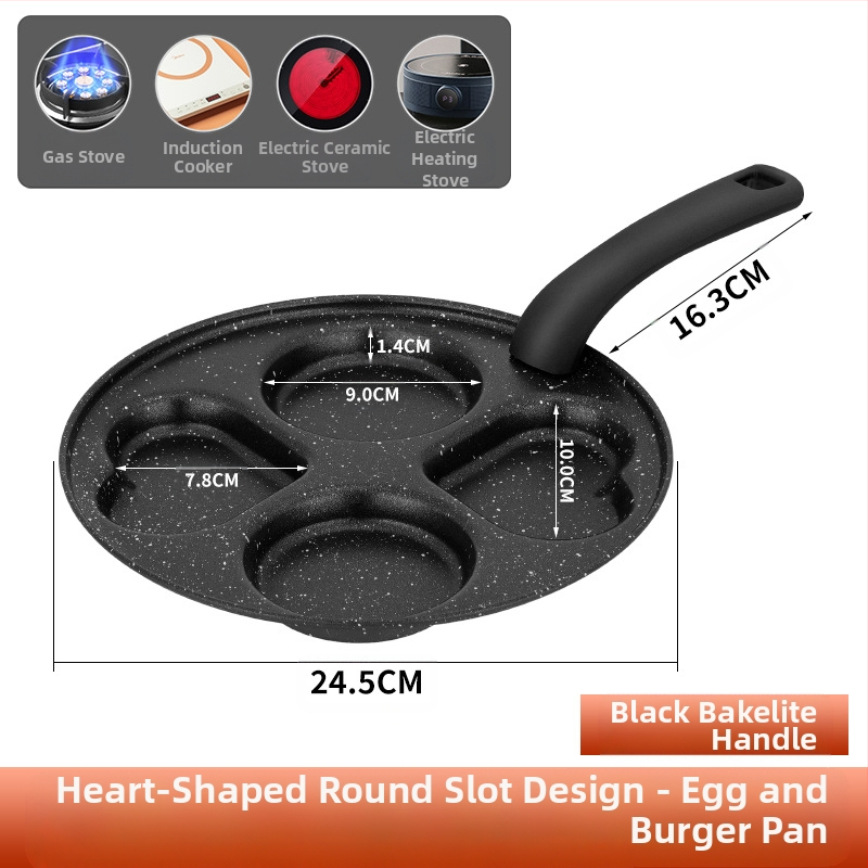 Ketaus keturių skylių kiaušinių kepimo puodas artefaktų gamybos sluoksniuotos koldūnai gilinti kiaušinių mėsainių aparato formos buitinis nepridegantis puodas