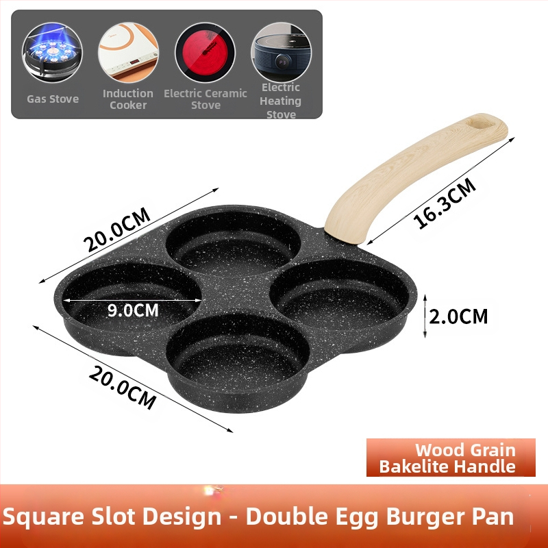 Ketaus keturių skylių kiaušinių kepimo puodas artefaktų gamybos sluoksniuotos koldūnai gilinti kiaušinių mėsainių aparato formos buitinis nepridegantis puodas