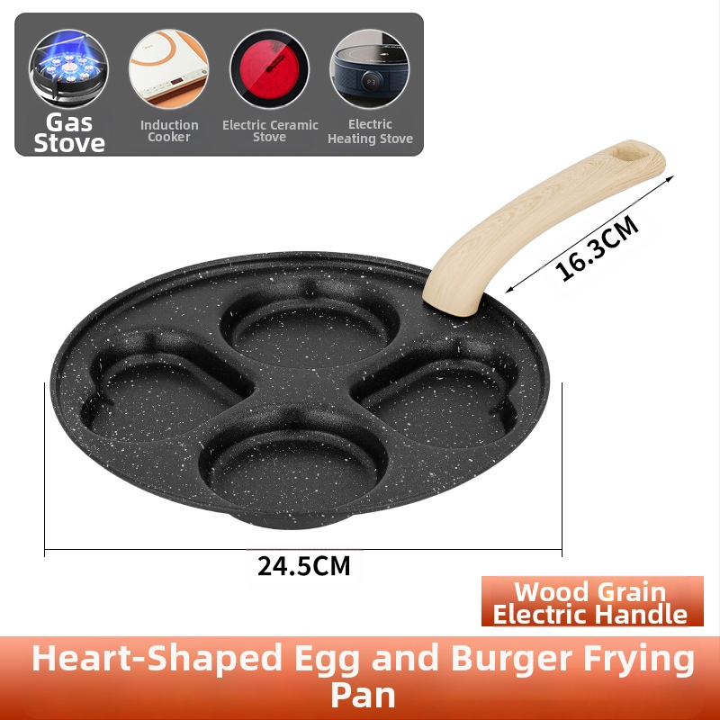 Ketaus keturių skylių kiaušinių kepimo puodas artefaktų gamybos sluoksniuotos koldūnai gilinti kiaušinių mėsainių aparato formos buitinis nepridegantis puodas